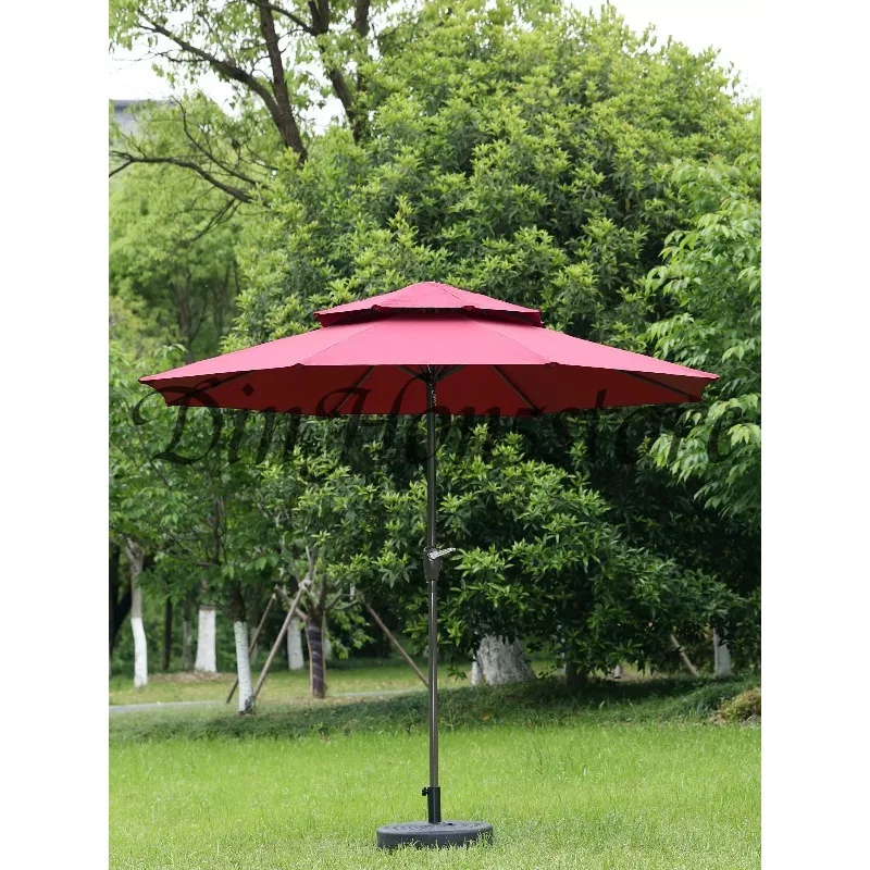 Durable Outdoor Parasol 2.7m with Base Courtyard Villa Leisure Outdoor Home Balcony Stall with Steering Central Column Umbrella