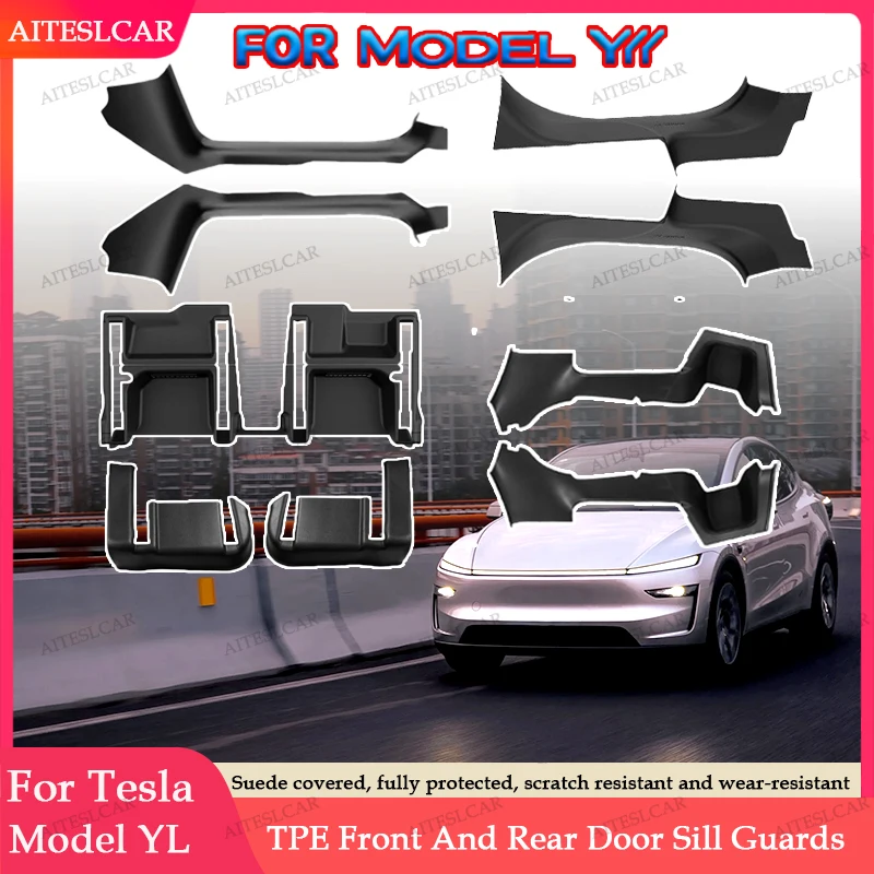 

For Tesla Model YL 2026 TPE Front Rear Door Sill Protector Threshold Strip Waterproof Anti-kick Guard Panel Interior Accessories