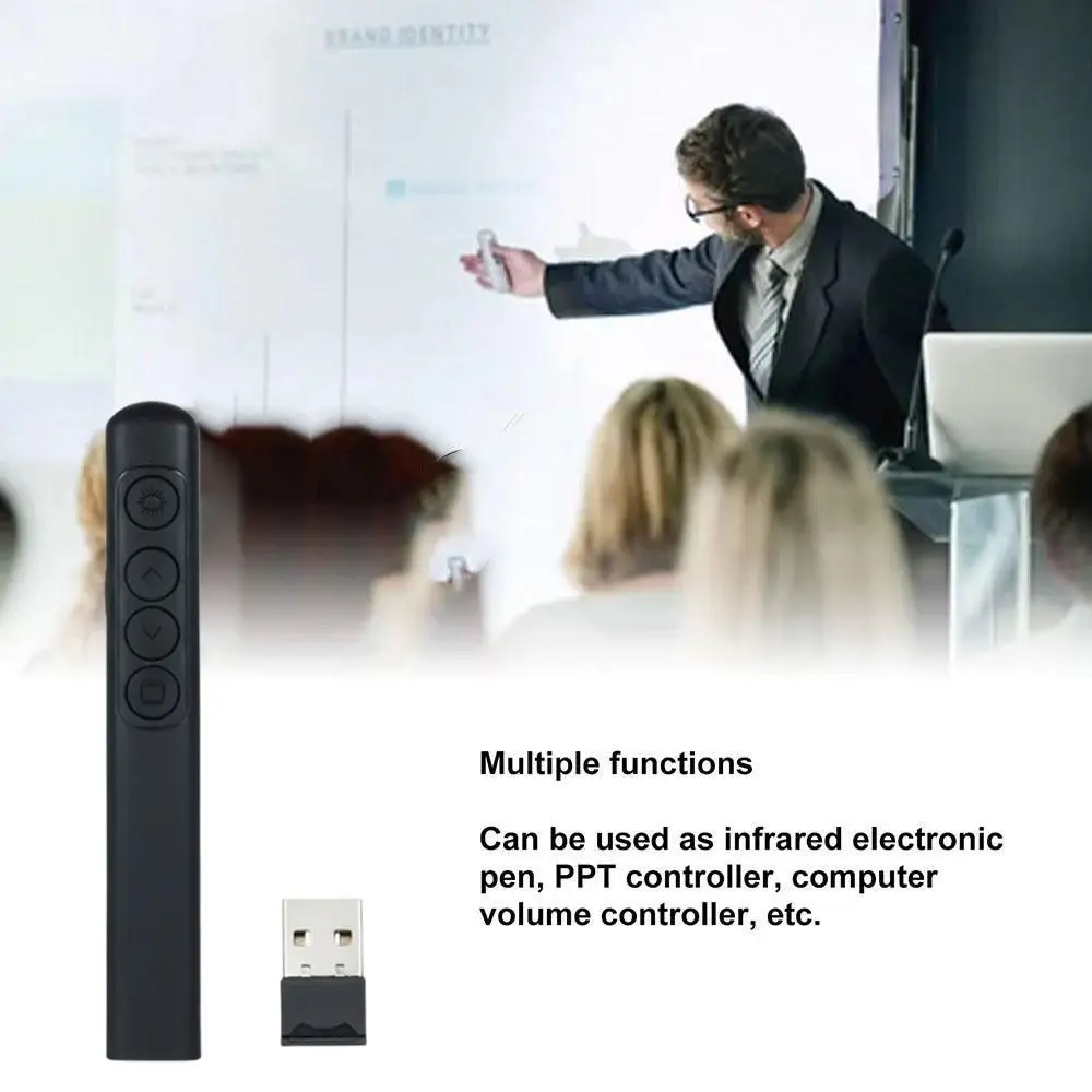 

2.4GHz Wireless Presentation Clicker Infrared Remote USB Charging PPT Laser Flip Pen Hyperlink Red Light Laser Pointer