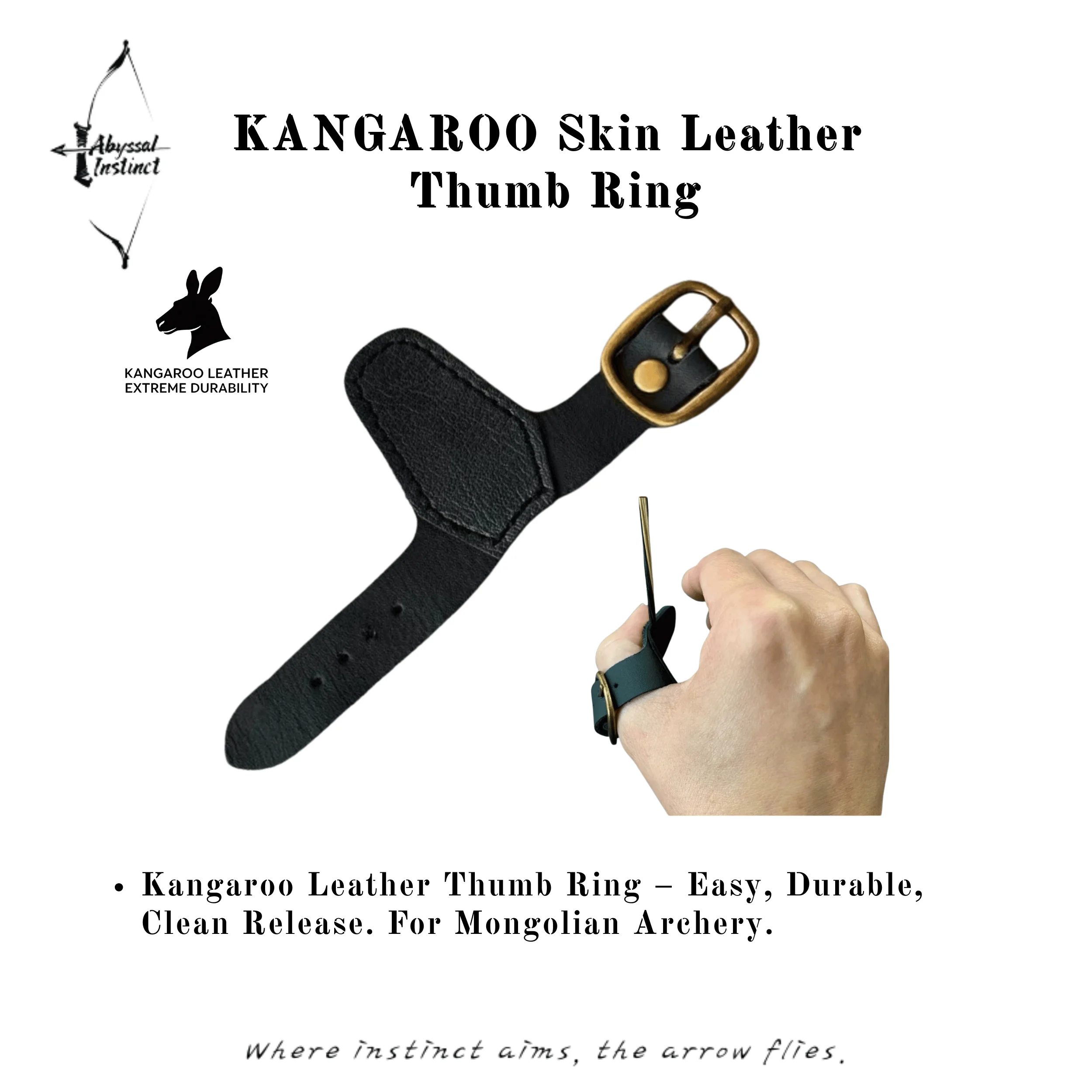 

Традиционное кольцо для пальца для стрельбы из лука - кожаный держатель для стрел из кожи кенгуру для рекурсивных и азиатских луков