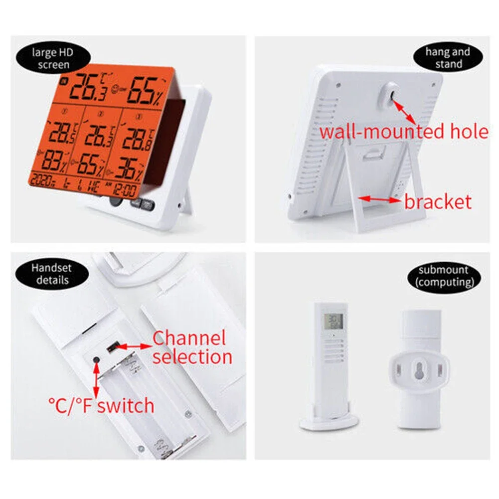 Indoor Outdoor Thermometer Digital Weather Station Compact And Portable Easy-to-Read Display Environmental Conditions