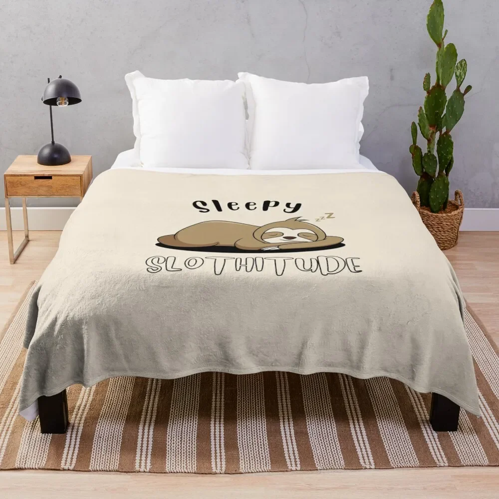 

Cute Sleepy Sloth SLOTHitude Throw Blanket Sofas funny gift Thin Blankets