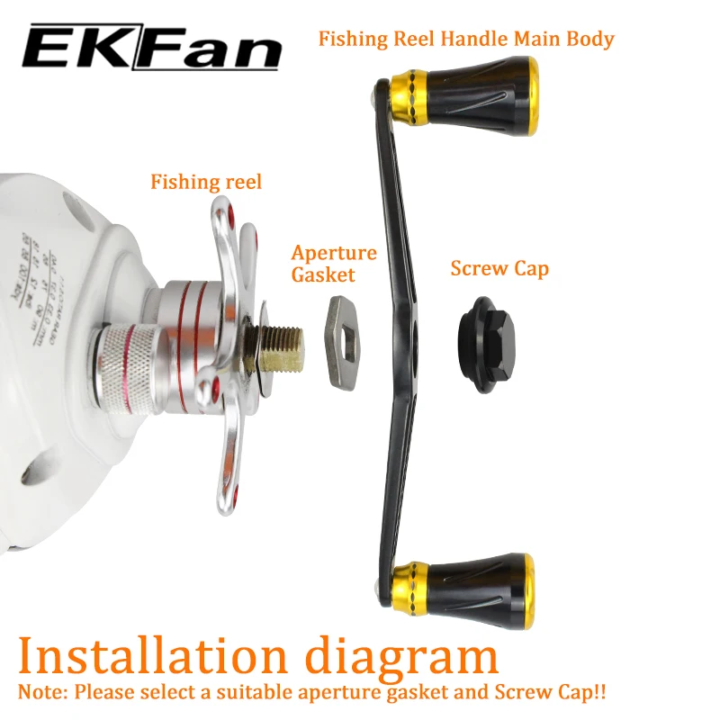 EKFan 130MM Aluminiumlegierung Doppelknopf Angelrollen-Griff Universell A/S/D 8*5/7*4mm Loch Baitcasting-Köderrollen-Griff DIY-Teile – Detail 8