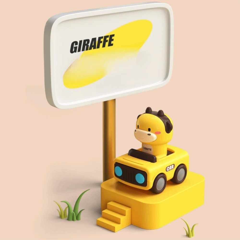 Grappige cartoon druk om mee te gaan auto speelgoed interactieve verjaardagscadeaus baby dier racewagen baby speelvoertuig peuters 1-3