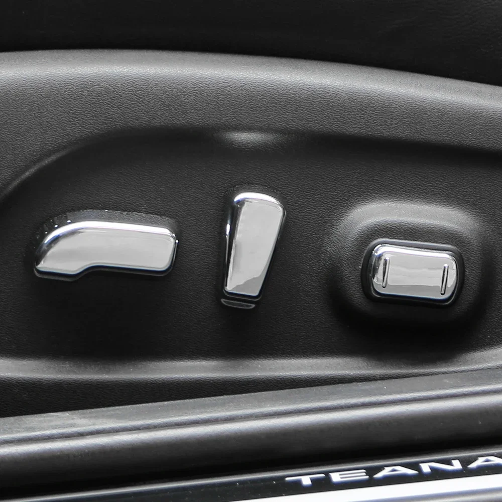 مقعد السيارة تعديل مقبض زر التبديل غطاء الكسوة لنيسان Xtrail X-TRAIL 2014 - 2021 ABS كروم اكسسوارات 5 قطعة #3