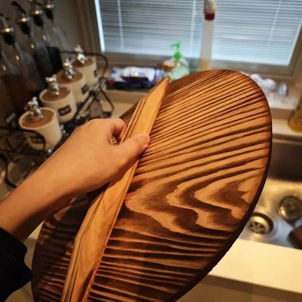 Traditional Universal Wooden Pot Cover Anti Scalding Round Iron Wok Pan Lid 22-34cm Fir Wood Pot Lid Kitchen Accessories