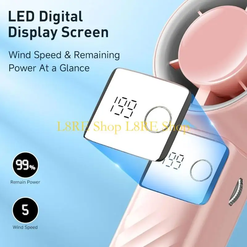 L8RE Multifuntional LED Display Fan Efficient Cooling Fan Quiet Powerful Fan 3000mAh