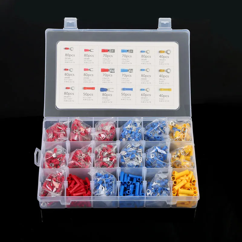 1200PCS Mixed Assorted Lug Kit Crimp Connectors Insulated Electrical Crimp Terminals With 18 Sizes Electrical Wire Connector Set