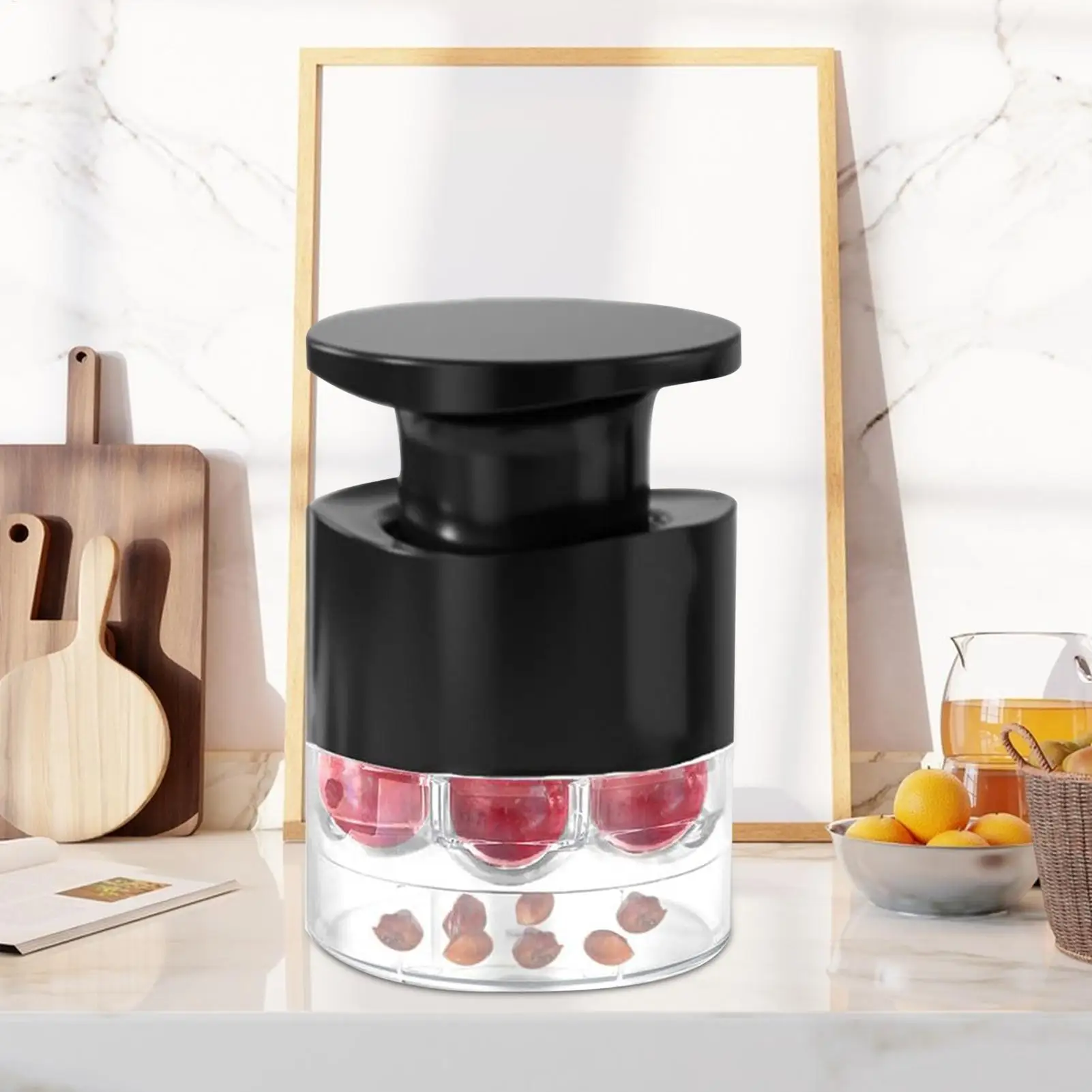 Easy-Press Cherry Pitter with 7 Holes Olive Seed Squeeze Tool Stoner Remover Kitchen Corer Aid for Dessert Jam Hawthorn Juice
