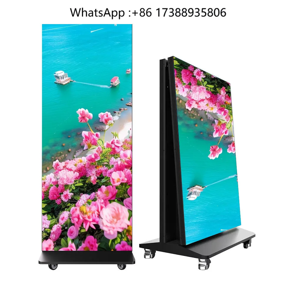 Advertising Machine Player with Foldable LED Smart Stage Screen, Freestanding and Portable, Indoor Poster Display Pillar Screen