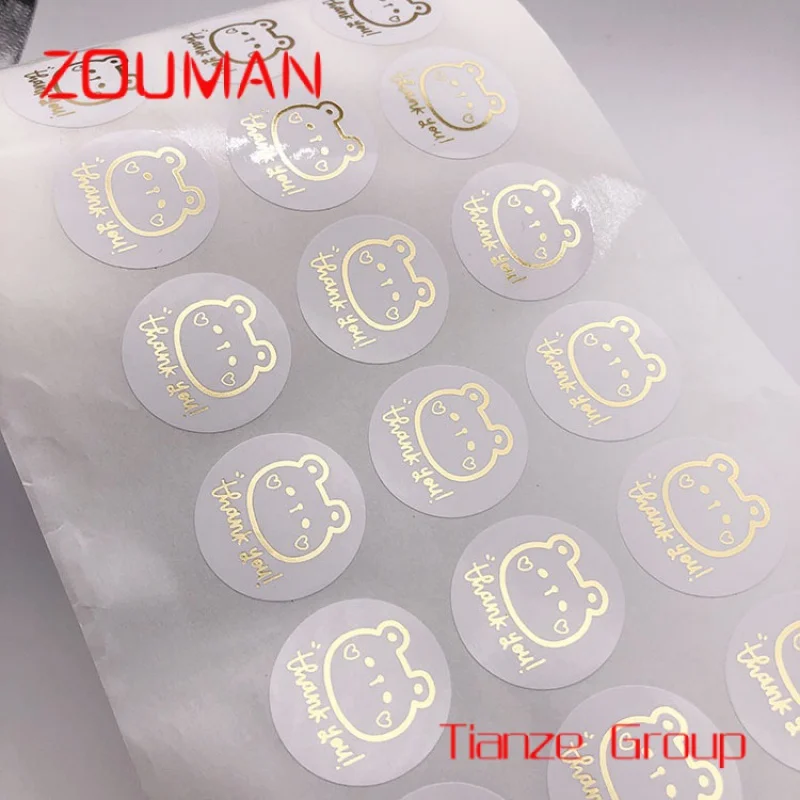 Custom , Custom Waterproof Round Gold Foil  Logo Thank You Sticker Labels Self-Adhesive Stickers For Packaging Label