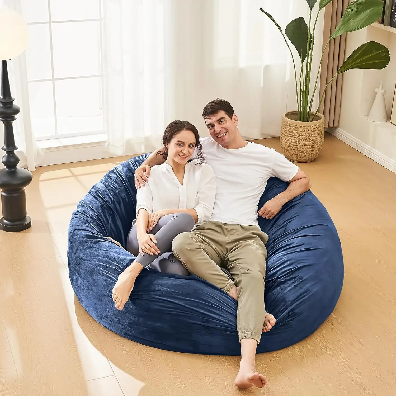 Sitzsack-Stühle für Erwachsene – 4 Fuß Memory-Schaum-Möbel, Sitzsack-Stuhl, großes Sofa mit weichem Mikrofaserbezug, runde, flauschige Couch für