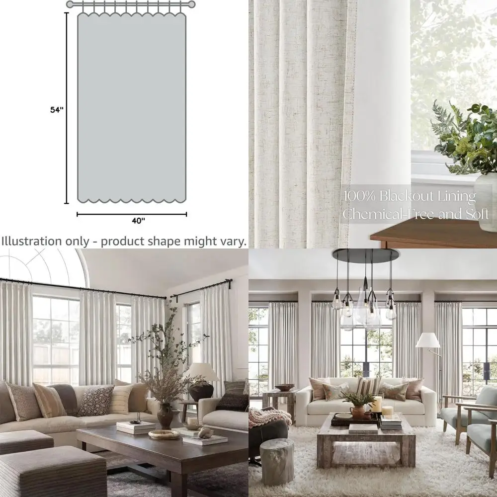 

Льняные шторы цвета слоновой кости с плиссировкой, длина 54 дюйма, в деревенском стиле, с защитой от УФ-излучения, для небольших окон и детских комнат