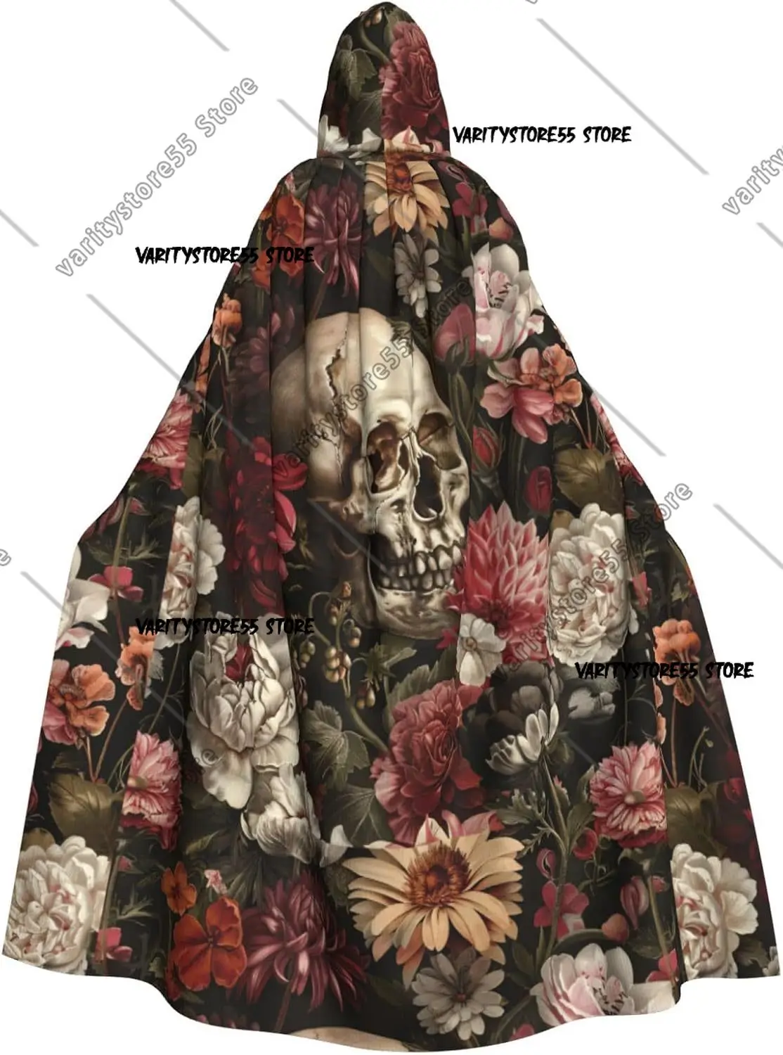 

Накидка унисекс с капюшоном и цветочным принтом черепа идеально подходит для ролевых костюмов на Хэллоуин