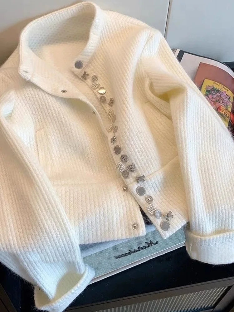 

Soft Cozy Knitted Sweater Women's Loose Korean Sle round Ne Long Sve Button Design Warm Autumn Winter Outerwear