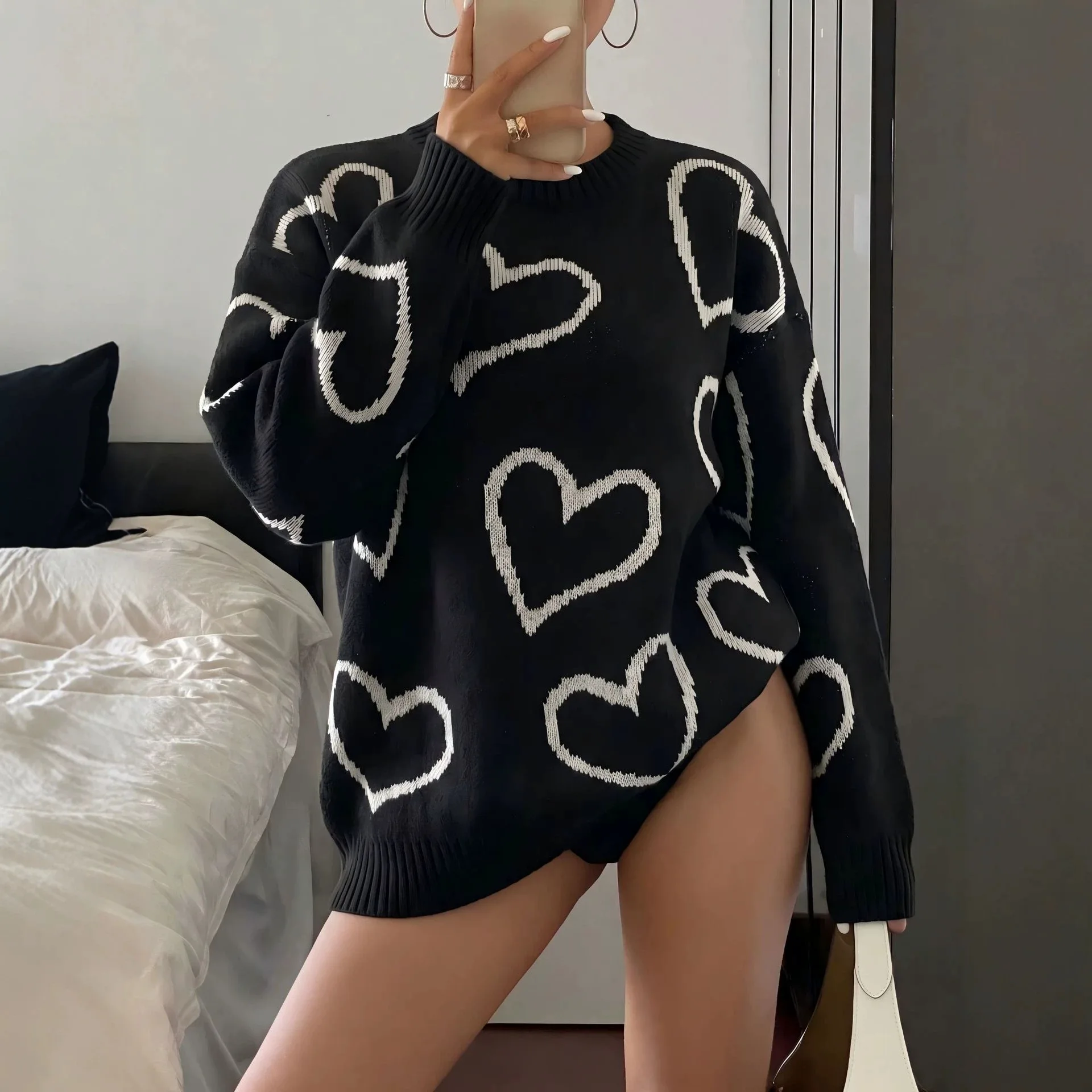 Pullovers Women Sweaters Round Neck Full Sleeve Vintage Jumpers Y2k Streetwear Elegant Knit Casual Loose Autumn Winter 2026