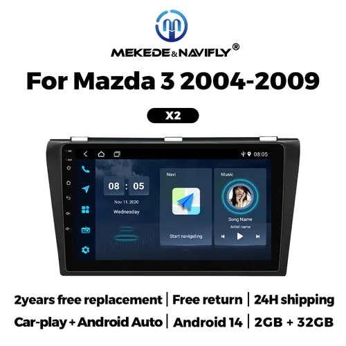 Imagen 2 del producto Pantalla táctil Android 14 de 9 pulgadas para Mazda 3 2004 2005 2006 2007 2008 2009, soporte de Radio para coche, amplificador BOSE, reproductor Carplay RDS WIFI estéreos para auto radio para automóvil sistemas