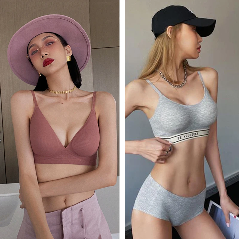 

Korean version of the show chest large sports without traces without steel ring small chest gathered anti-sagging flare type bra