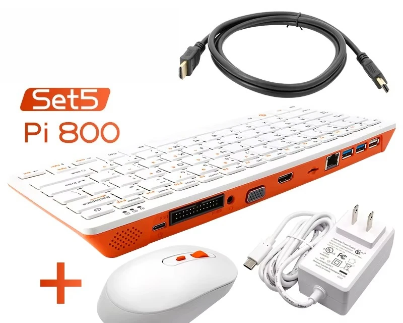 Orange Pi 800 + 5V4A type C power supply + wireless mouse cable, RK3399 portable mini computer 4k high definition Wifi + BT