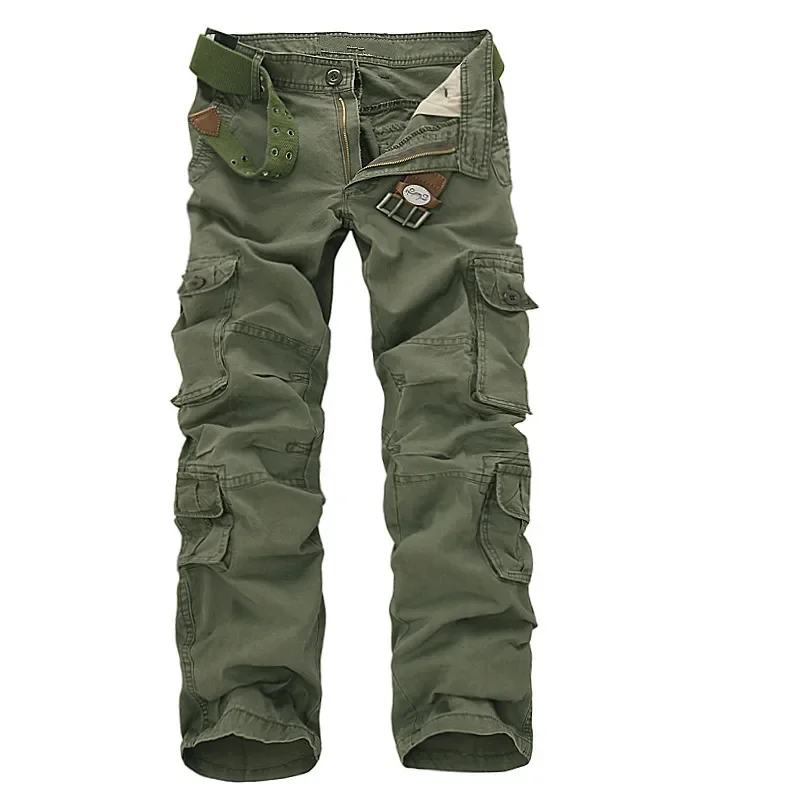 Frühling Herren Cargo hose Army green große Taschen Dekoration lässig leicht zu waschen Hose männlich taktische Hose Größe 28 44 46