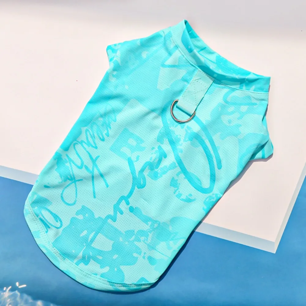 Thin Breathable Dog Cooling Vest Mesh Lightweight Pet Ice Silk Vest with Traction Anti-fly Dog Sunscreen Shirt Outdoor Wear