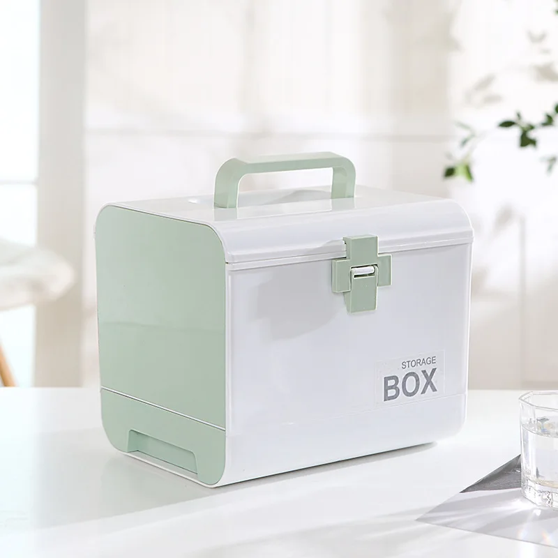 Portable Household Medicine Storage Box with Multiple Layers First Aid Kit Portable Medical Supplies Nursing Large Medicine Box