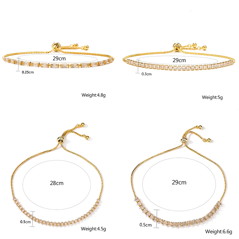 Luxury Gold Plated Tennis Bracelet for Women Gold color CZ Pendant Bracelet Valentine\'s Day Gift Jewelry