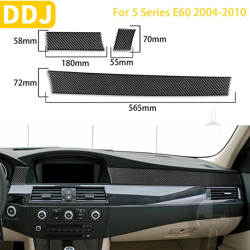 For BMW 5 Series E60 2004-2010 Accessories Carbon Fiber Car Interior Front Passenger Central Control Instrument Trim Sticker