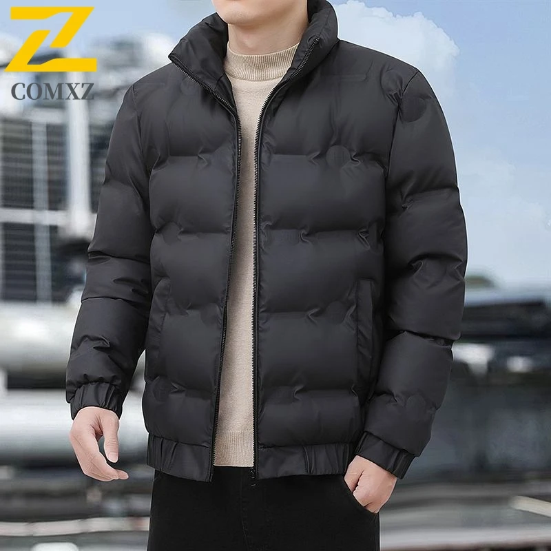 

​Men Down Cotton Jacket Winter Waterproof Windproof Thickened Korean Style Solid Color Autumn Winter​ Warm Outdoor sports Coat