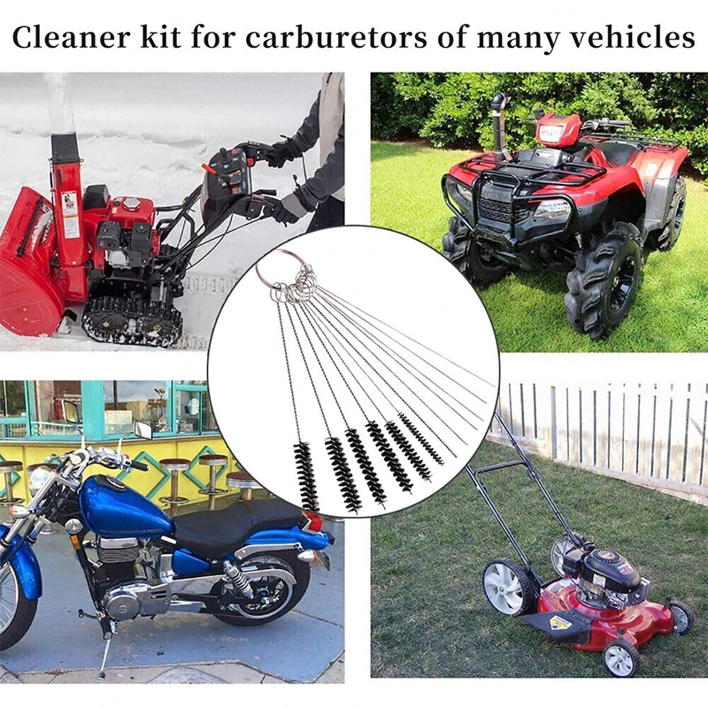 Car Motorcycle Carburetor Jet Dirt Remove Clean Tool 6 Cleaning Needles + 6 Brushes Kits for Auto Engine Care Cleaning