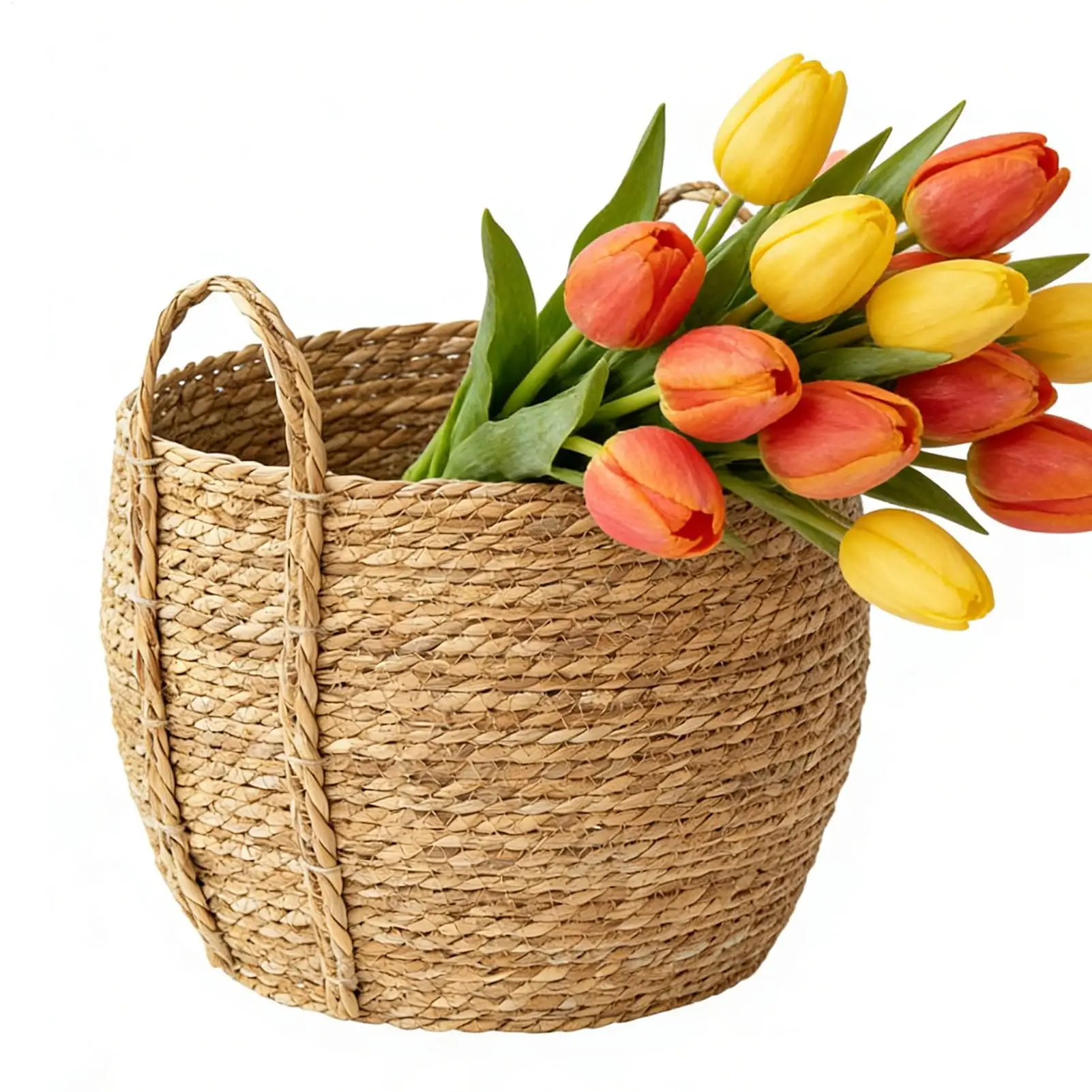 Handwoven rattan plant Basket Plant Pot Balcony flower Basket flower pots with handles Hamper rattan Basket for Home Decor