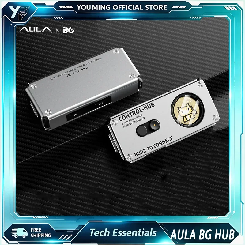 AULA BG CONTROL-HUB 8K Gaming USB Hub, Voltage Current Display, Custom GIF Screen, 2-in 3-out Expansion Dock for PC Peripherals