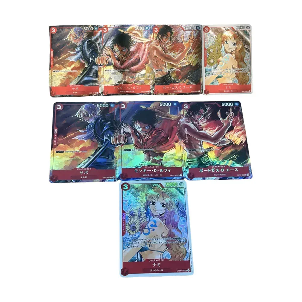 DIY ONE PIECE Self-made Series Set 4pc Luffy Nami Opcg Two Types of Flashes Anime Peripheral Game Collection Card Holiday Gift