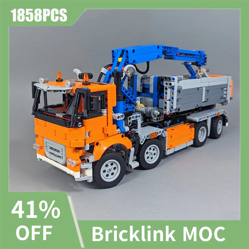 NEW 1858PCS City Buiding Main Transporter Roll-off Truck Model DIY Creative Children's Toy Gift Technology Blocks MOC-42128