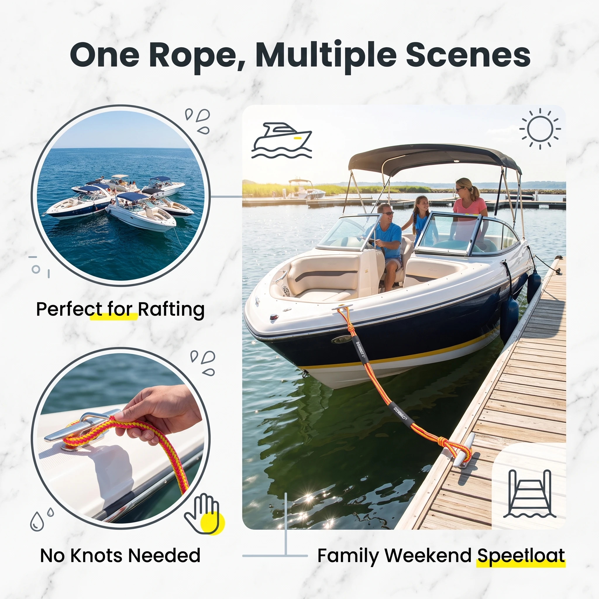 7-11ft Elastic Bungee Dock Lines with Hook Boat Mooring Rope for Jet Ski Pontoon Kayak view 2