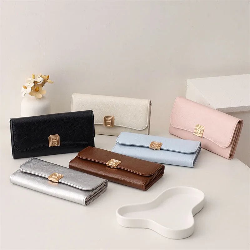 Classic Vintage Women's Long Wallet Simple Purse  Large Capacity Handbag PU Leather Multi-Card Slot Credit Card Holder