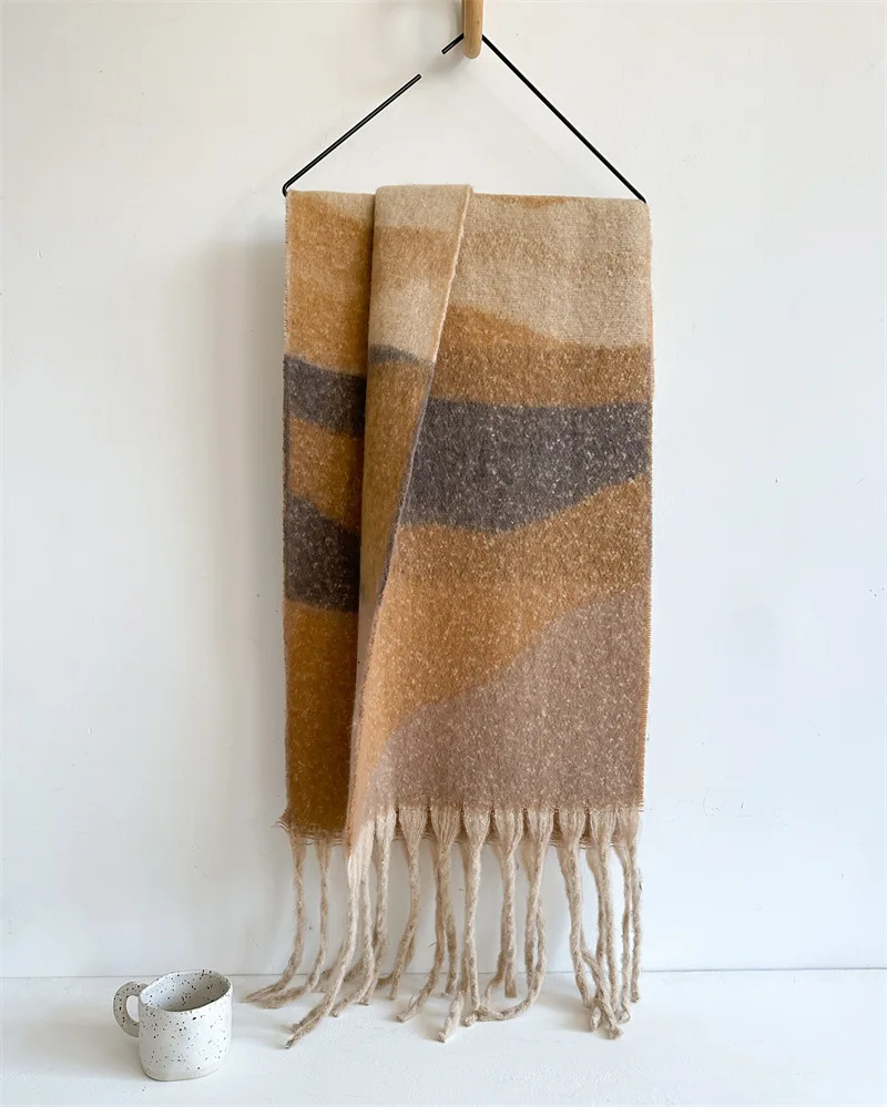 2024NEW Luksusowa marka damska Prosty solidny szalik kaszmirowy Moda Uniwersalny zimowy ciepły szal Pashmina Tassel Blanket Scarves