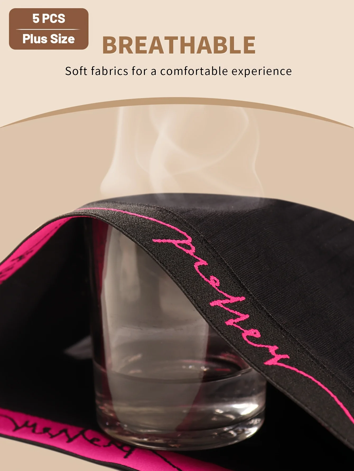 5dílné balení spodního prádla pro větší velikosti, nadměrné dámské kalhotky, střední pas s límečkem v pase a svislými pruhy, pohodlný střih - - náhled 4