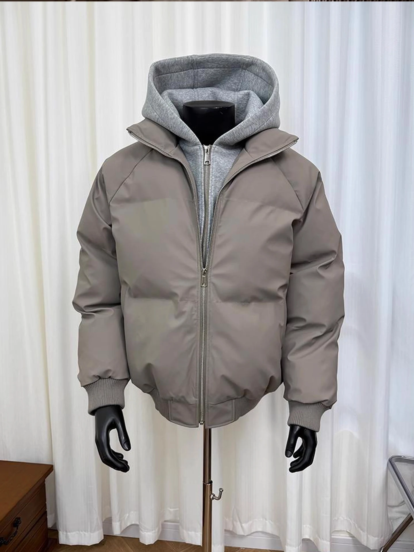 Thiened American Sle ort القطن Jaet الرجال الشتاء قبعة تدفئة بولي Leather الجلود Jaet الملابس القطنية لا مطابقة قطعتين #4