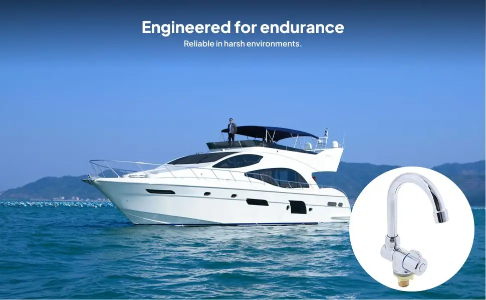 

Смеситель для воды для кухни и ванной комнаты, хромированная отделка, регулируемый вращающийся излив, гладкая ручка, кран для раковины для морской платформы для лодок