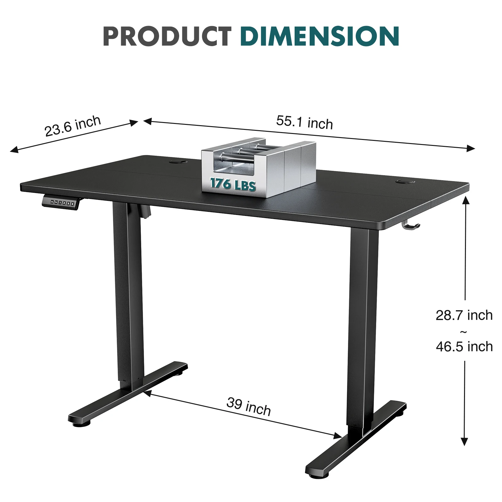 JHK Ergonomic Electric Standing Desk Height Adjustable Computer Desk Large Work PC Table Home Office