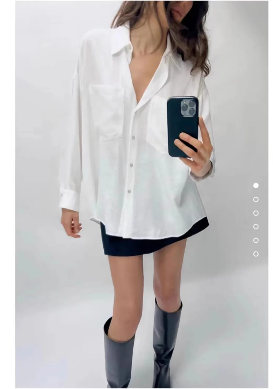 

Spring 2024 Women's Loose Silk Satin Feel irt Long Sve Square Collar Versatile Sle Pure Color Regular Length Premium Q...