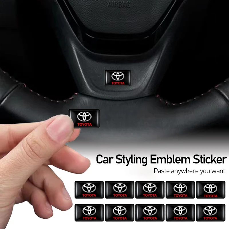 10Pcs Car Styling 3D Emblem Epoxy Decoration Sticker For Toyota Yaris Camry Land Cruiser Rav4 Rush Sienna Auris Harrier Corolla