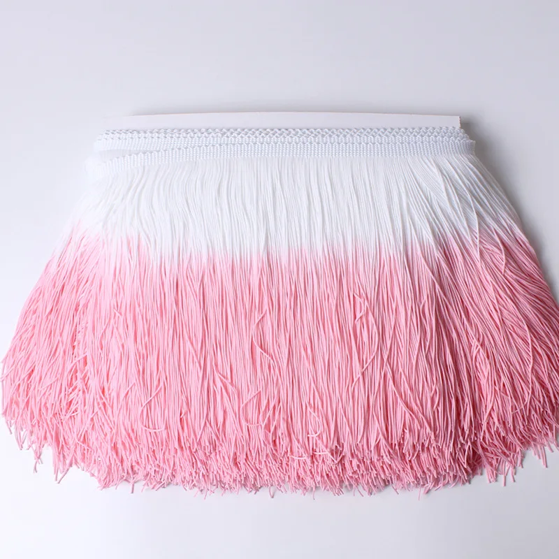 10 yards Two-color Gradient Nylon Fringe Trim Tassel Polyester Lace for Sewing Clothes Dress Curtain DIY Accessories 20cm Wide