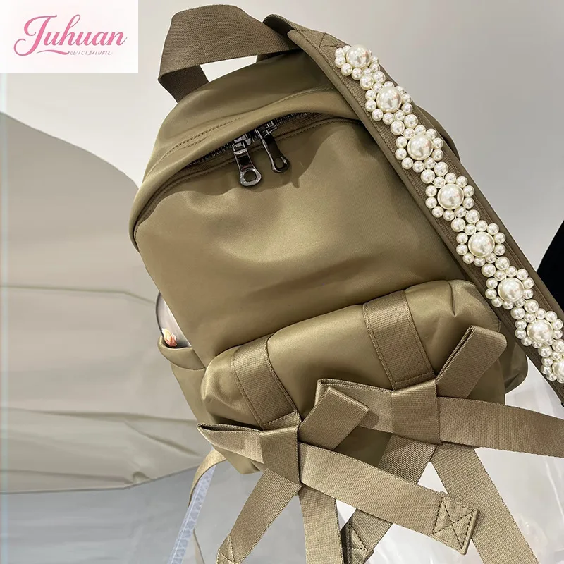 

Spice Girls Bow Pearl Streetwear Shoulder Minority Trendy Commuter Handbag New Sweet Casual All-match Hip Hop Beading Backpacks