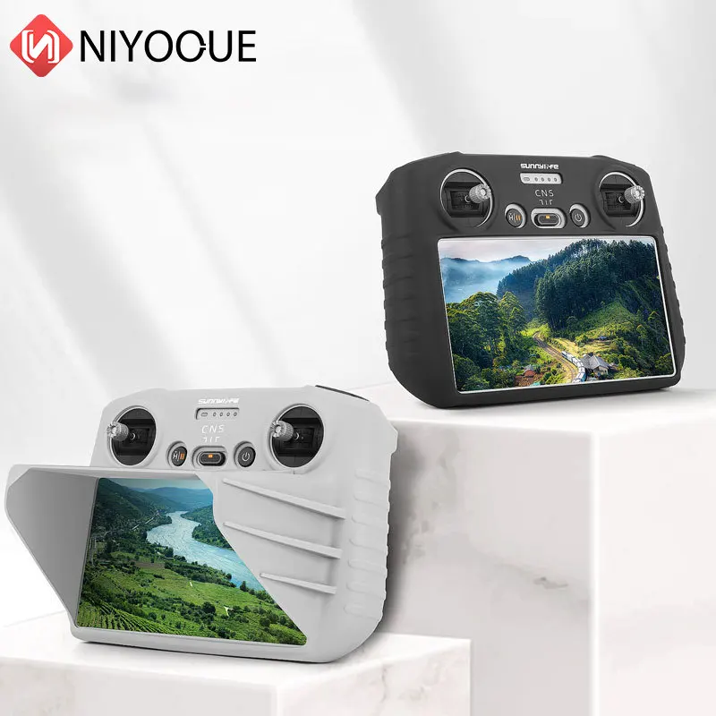 Silicone Case with Sun Hood Screen Remote Control Protective Cover Accessories for Mini 3 Pro DJI RC