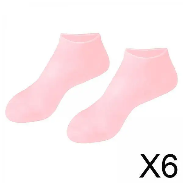 

6xSilicone Moisturizing Socks Pedicure Socks Foot Care SPA Pink S