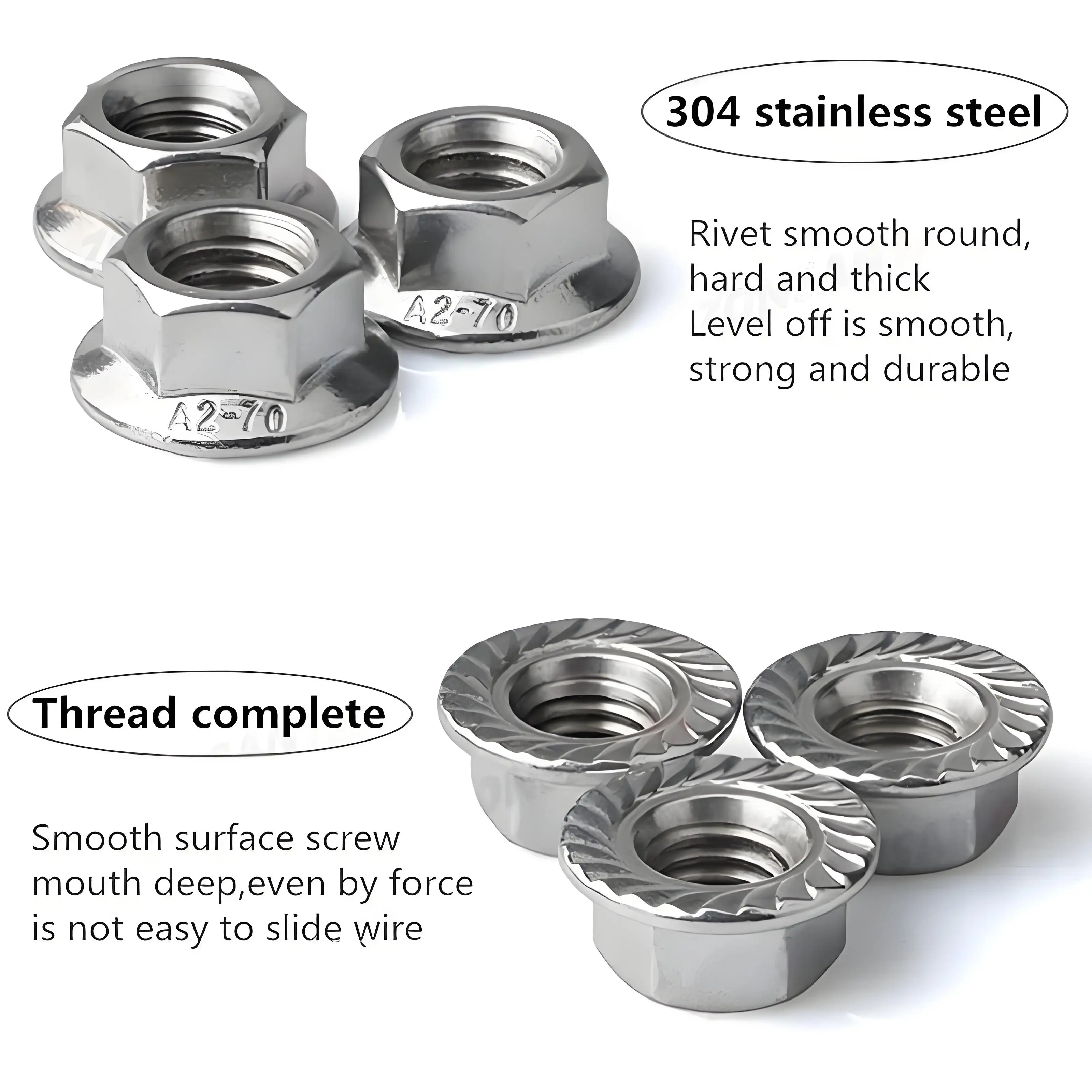 160 шт. шестигранные фланцевые гайки M3 M4 M5 M6 M8 M10 M12 Универсальный набор контргайков из нержавеющей стали 304 DIN6923