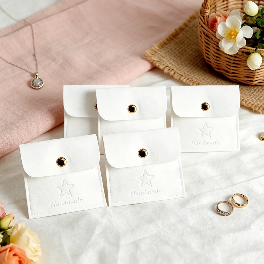 

Luxury 50pcs Jewelry Luxury Pouch Elegant Snap Button Bags with Compartment Earrings Necklaces Organizer Wedding Favors Storage