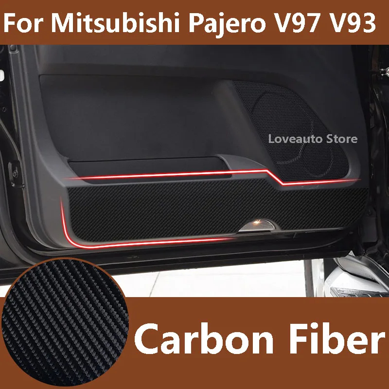 For Mitsubishi Pajero V97 V93 Car Door Anti Kick Protector Pad Leather Door Plank Mat Cover Sticker Protective Accessories